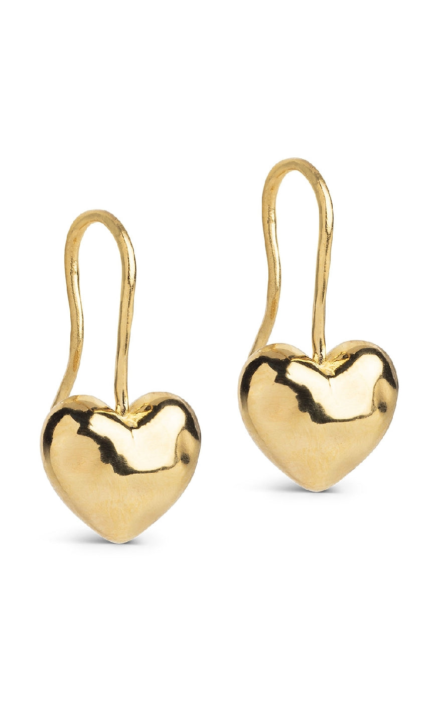 925S/GP Enamel Copenhagen Poma Drop Heart Gold Colour - Øreringe  - 5714274036621