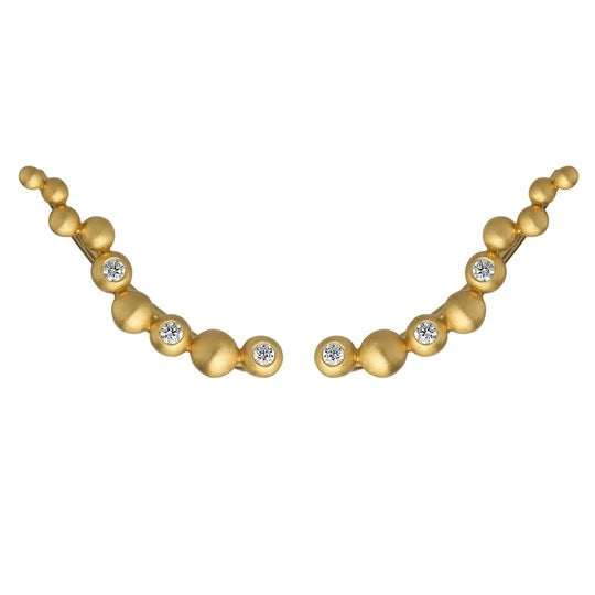 Bybiehl Pebbles Earclimber Forgyldt Sølv Fra Bybiehl 3807a - Bybiehl Øreringe  - 1233690133225