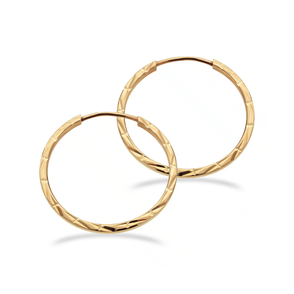 Scrouples Karat Guld Creoler Med Facet Overflade 121153 - Scrouples Øreringe