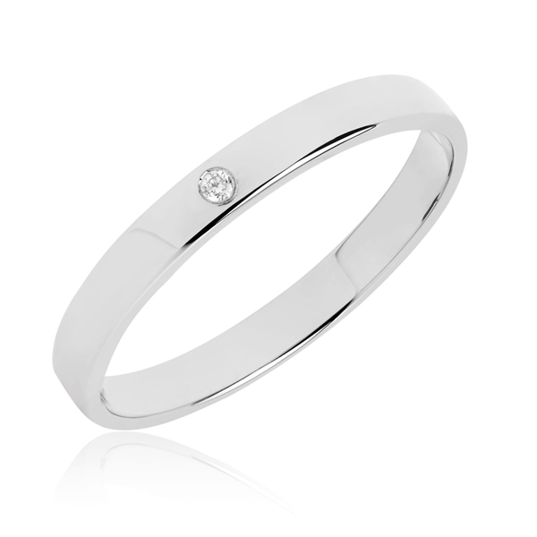 Hvid Bartoli Classic Vielsesring Guld Med Diamant - Vielsesringe