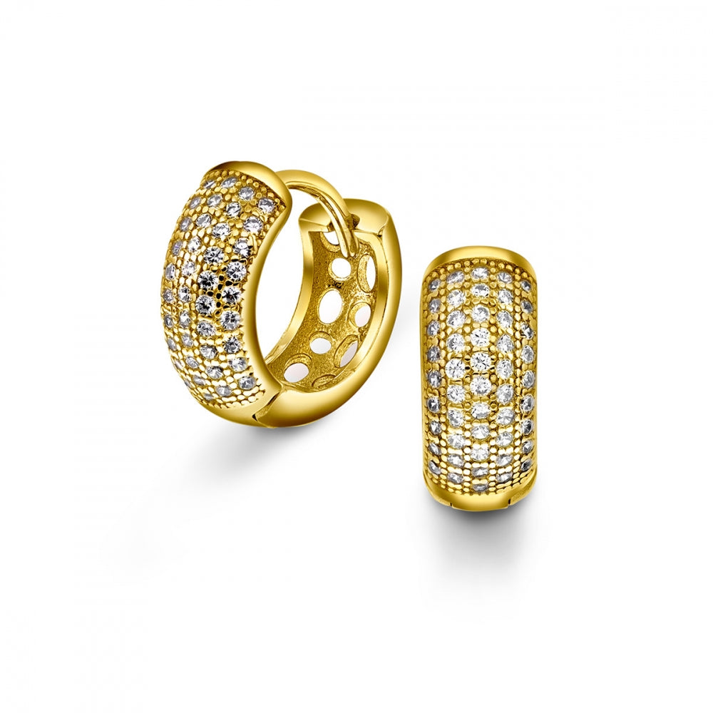 Arne Nordlie Afrunede Forgyldte Creoler Med Zirkonia Sten 68726 - Arne Nordlie Øreringe