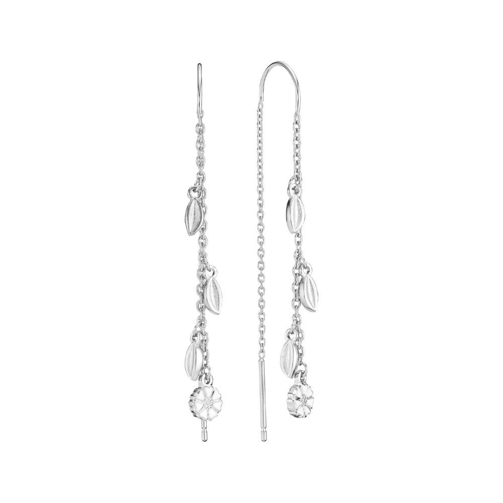 Lund Copenhagen Sølv ørehængere Med Blade Marguerit 9095056 - Lund Øreringe