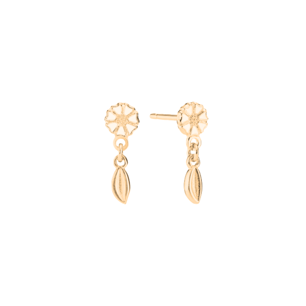 Hvid Lund Copenhagen Ørestikker Med Blade Marguerit Med Emalje 9095056 - Lund Øreringe