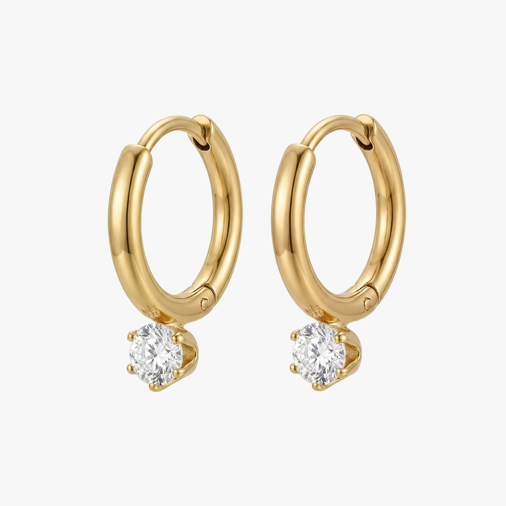 Creol øreringe Zirkon 15mm 18k Jewelries - Øreringe