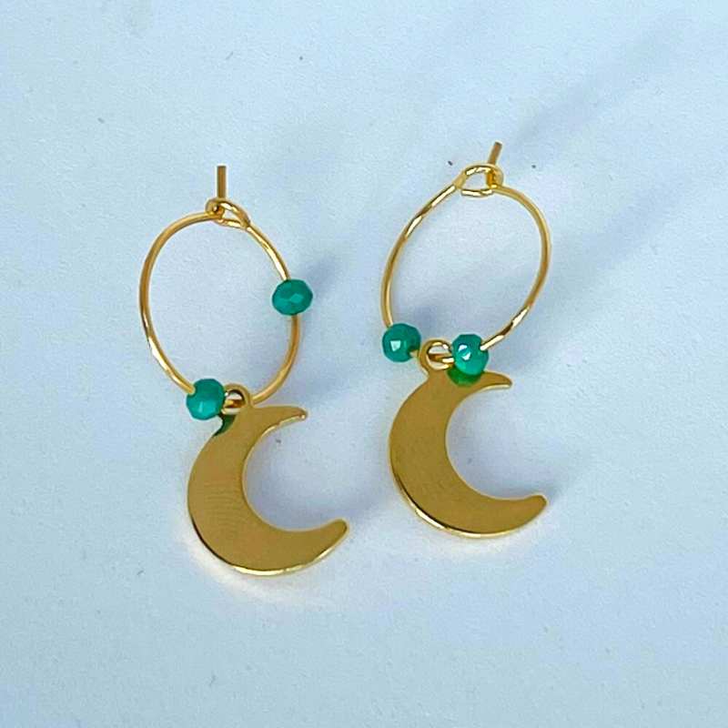 Grøn Moon & Stones Green - Øreringe