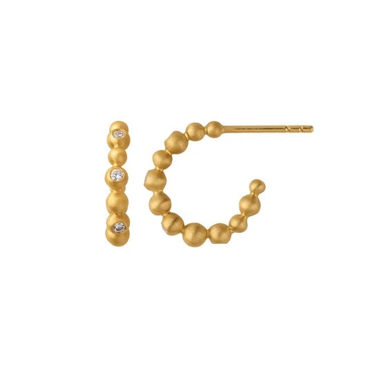 Bybiehl Pebbles Hoops Guldbelagt Sølv Med Zirkonia 3805a - Bybiehl Øreringe  - 1233690133140