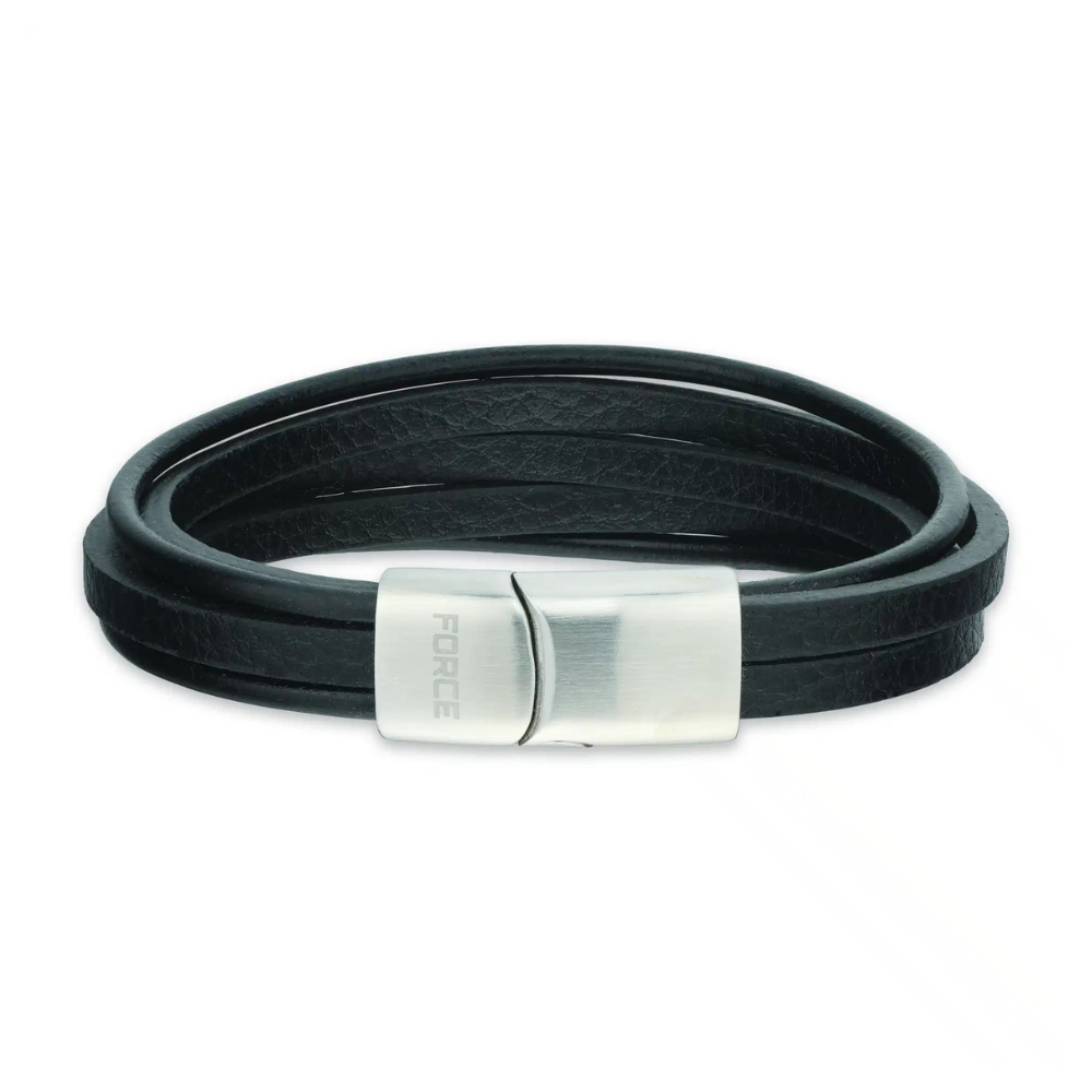 Sort Scrouples Force Herrearmbånd 5rækker Læder 04081a - Scrouples Armbånd