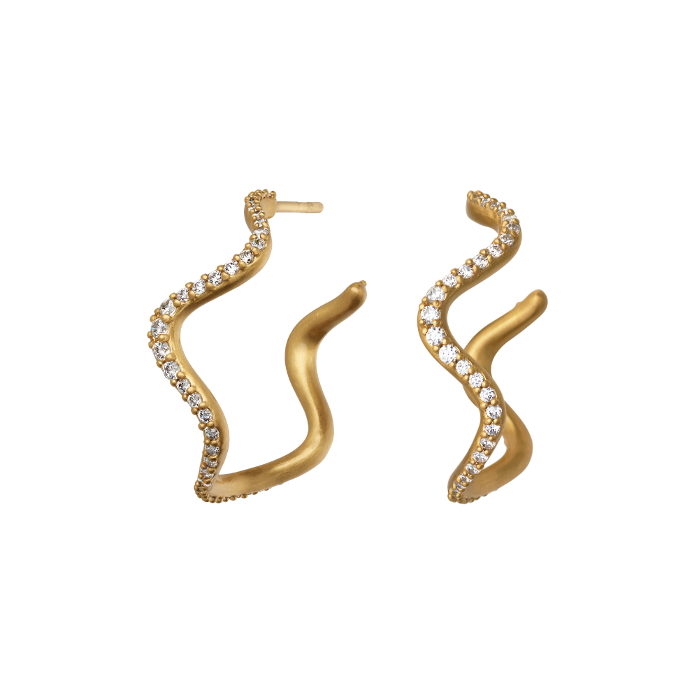 Bybiehl Wave Hoops Sparkle Forgyldt 3702a - Bybiehl Øreringe  - 1233690109480