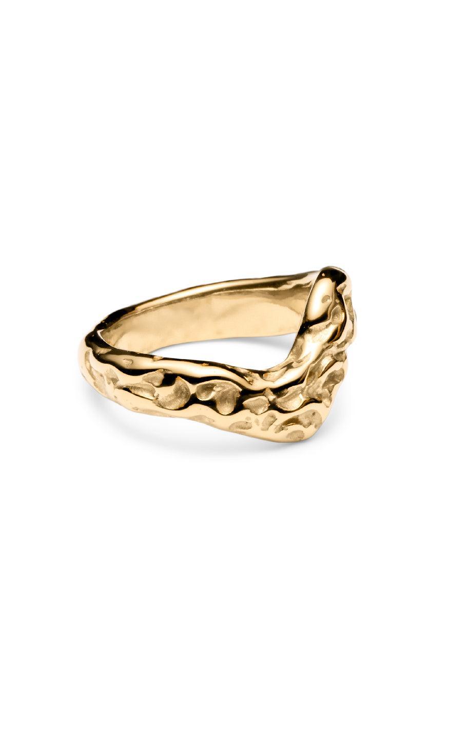Smykkeli Copenhagen Ring Helena Hammered Golden - Fingerringe  - 64599113