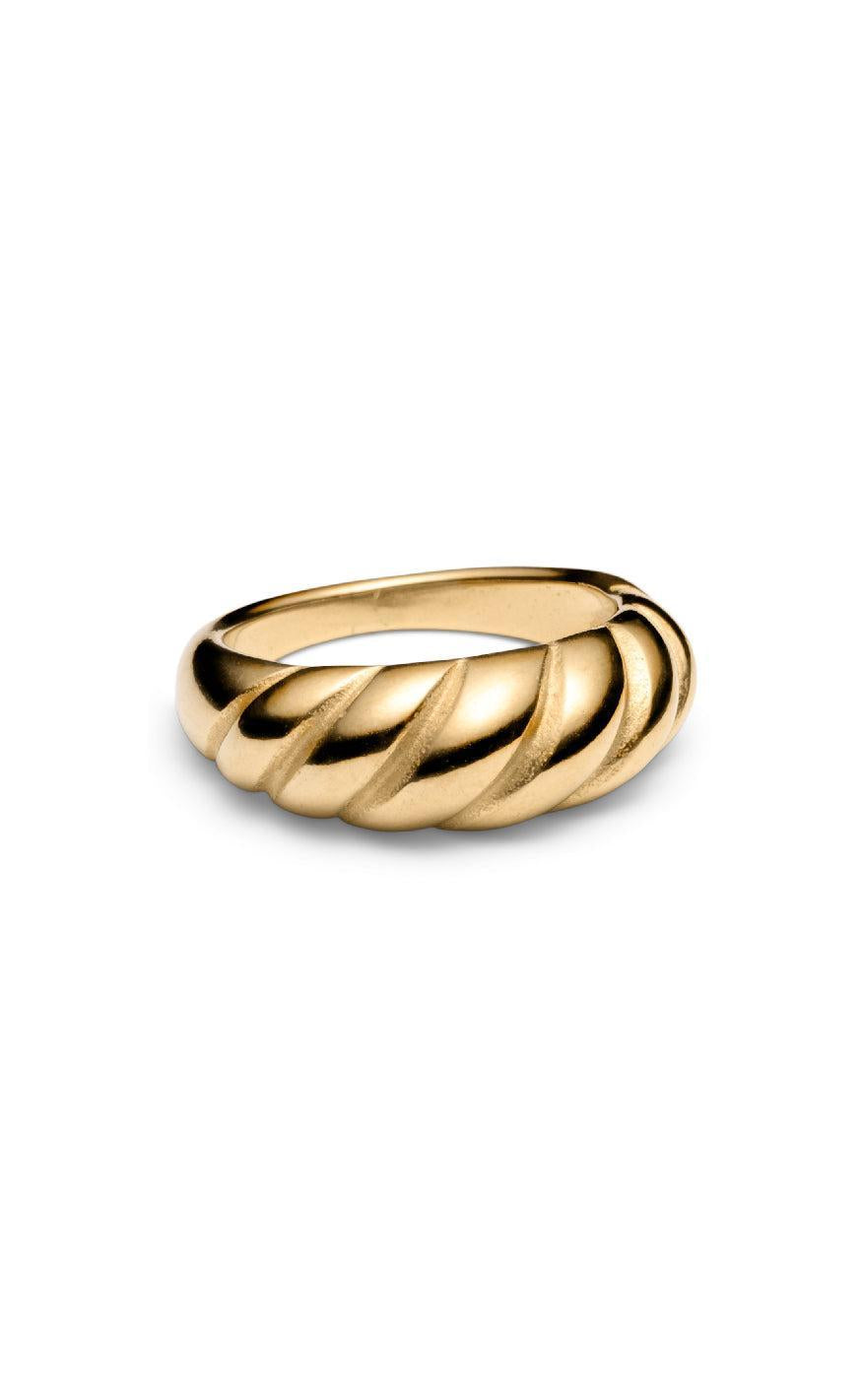 Smykkeli Copenhagen Ring Twisted Crossaint Golden Colour - Fingerringe  - 65089609
