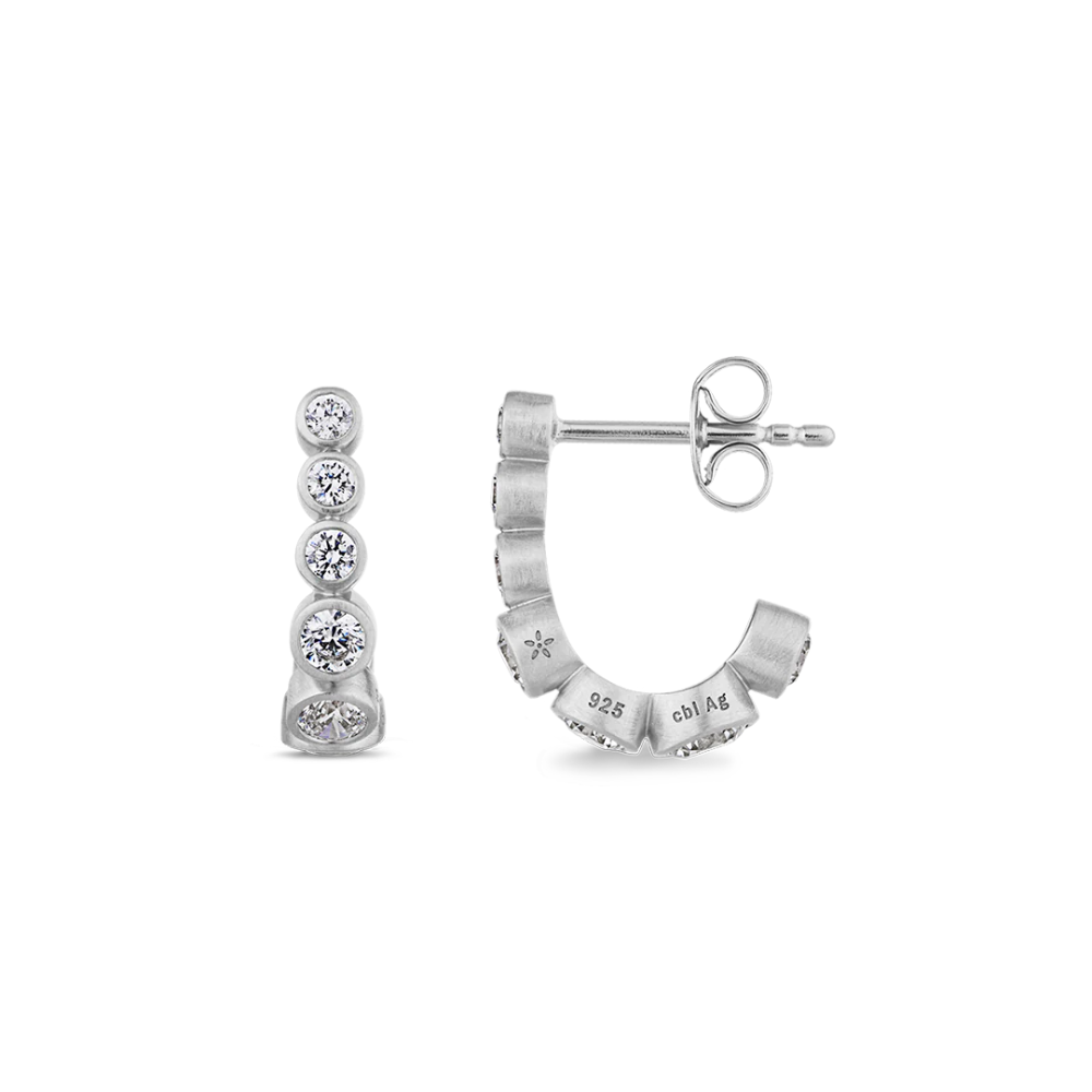 Bybiehl Stardust Flow Creoler Sterling Sølv Med Zirkonia 4609a - Bybiehl Øreringe