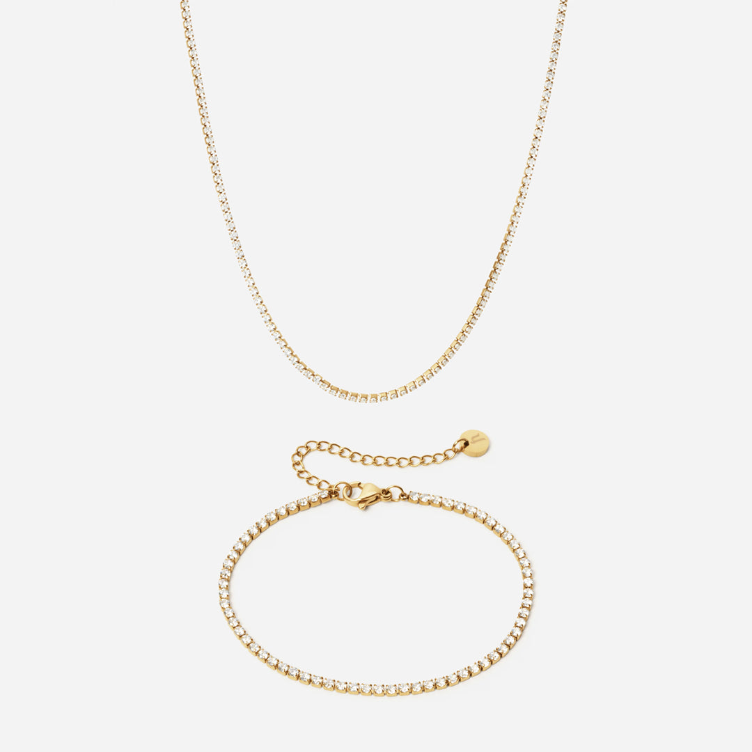 Zirkon Tennisarmbånd Halskæde 18k Guldbelagt - Josephine Nord Halskæder