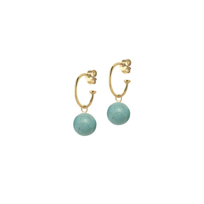 Heiring Guldbelagte Sølv Creoler Med Turkis Sten 70fg - Heiring Øreringe