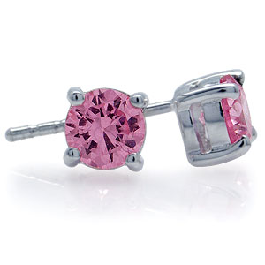 Pink Ørestikker Med Zirkonia Ø6mm Par - Øreringe