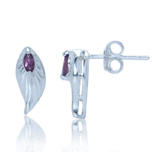 Ørestikker Med Rhodolite 12x5mm Sæt - Ørestikkere