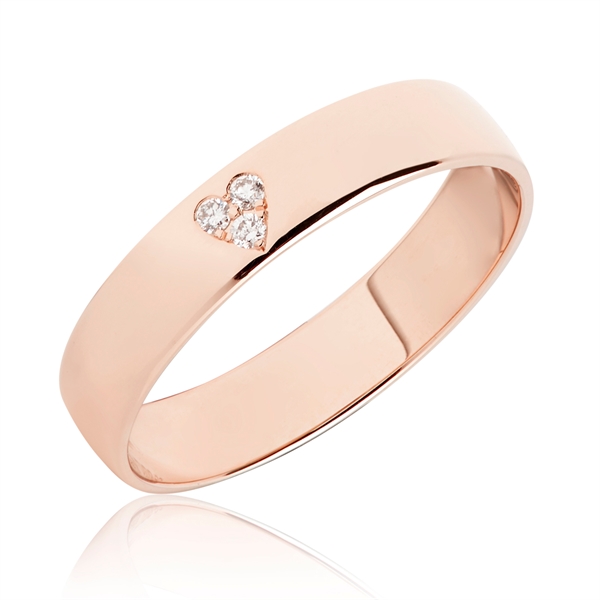 Rosa Bartoli Classic Vielsesring Guld Med Diamanthjerte - Vielsesringe
