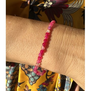Pink Agat Stribet Facetslebet Armbånd Krystal Armbånd Godkarmashop - Svet Kamenu Armbånd