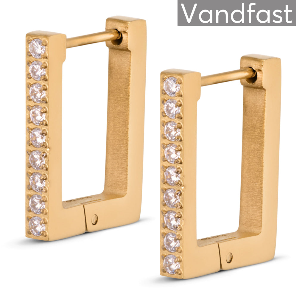 Annebrauner Creole Cubic Line 18k Guldbelagt - Cab Øreringe  - 5714727014275