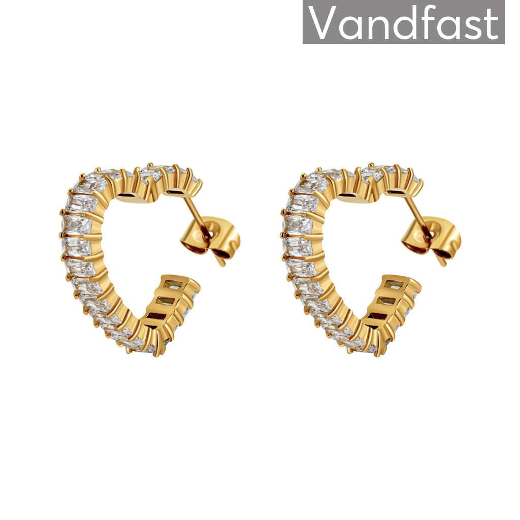 Annebrauner Deluxe Heart 18k Guldbelagt - Cab Øreringe - 2004784008359