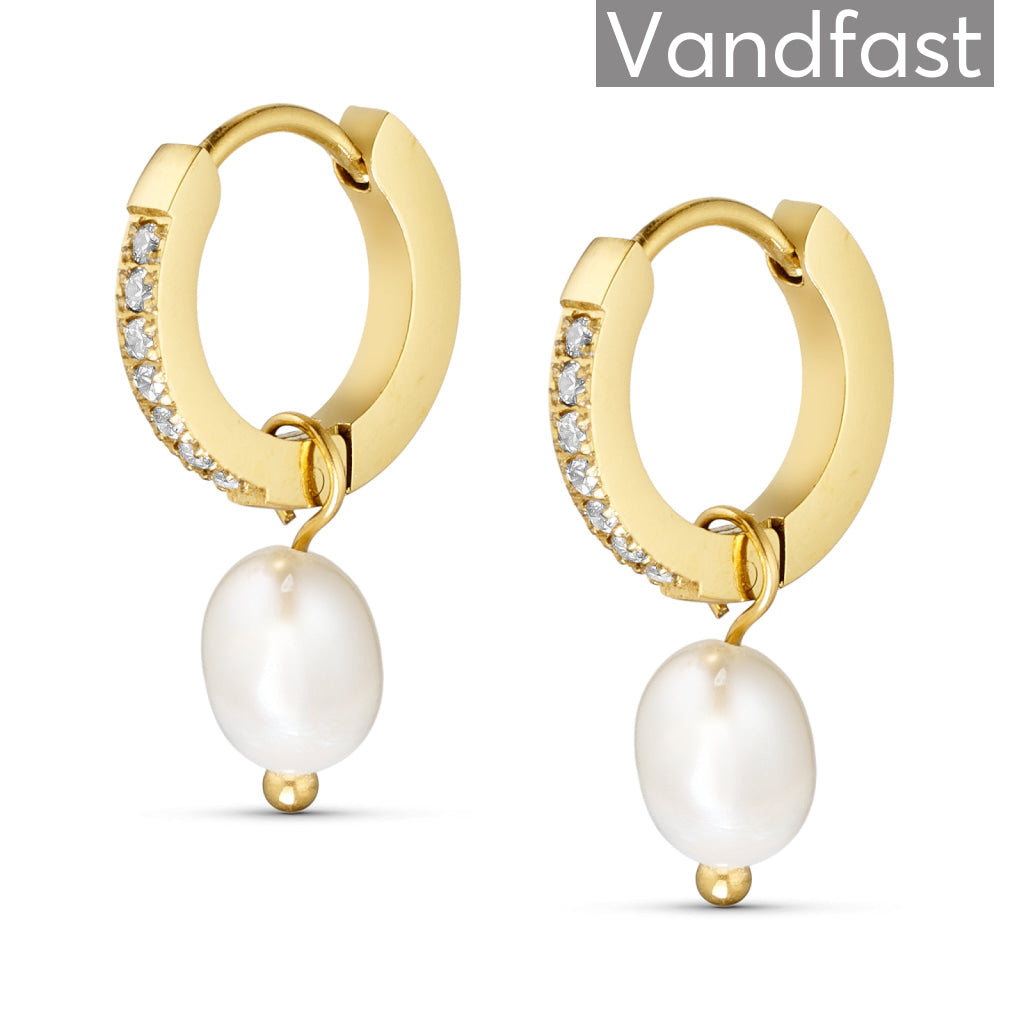 Annebrauner Zirconia Pearl Creole 18k Guldbelagt - Bella Øreringe  - 2007091218596
