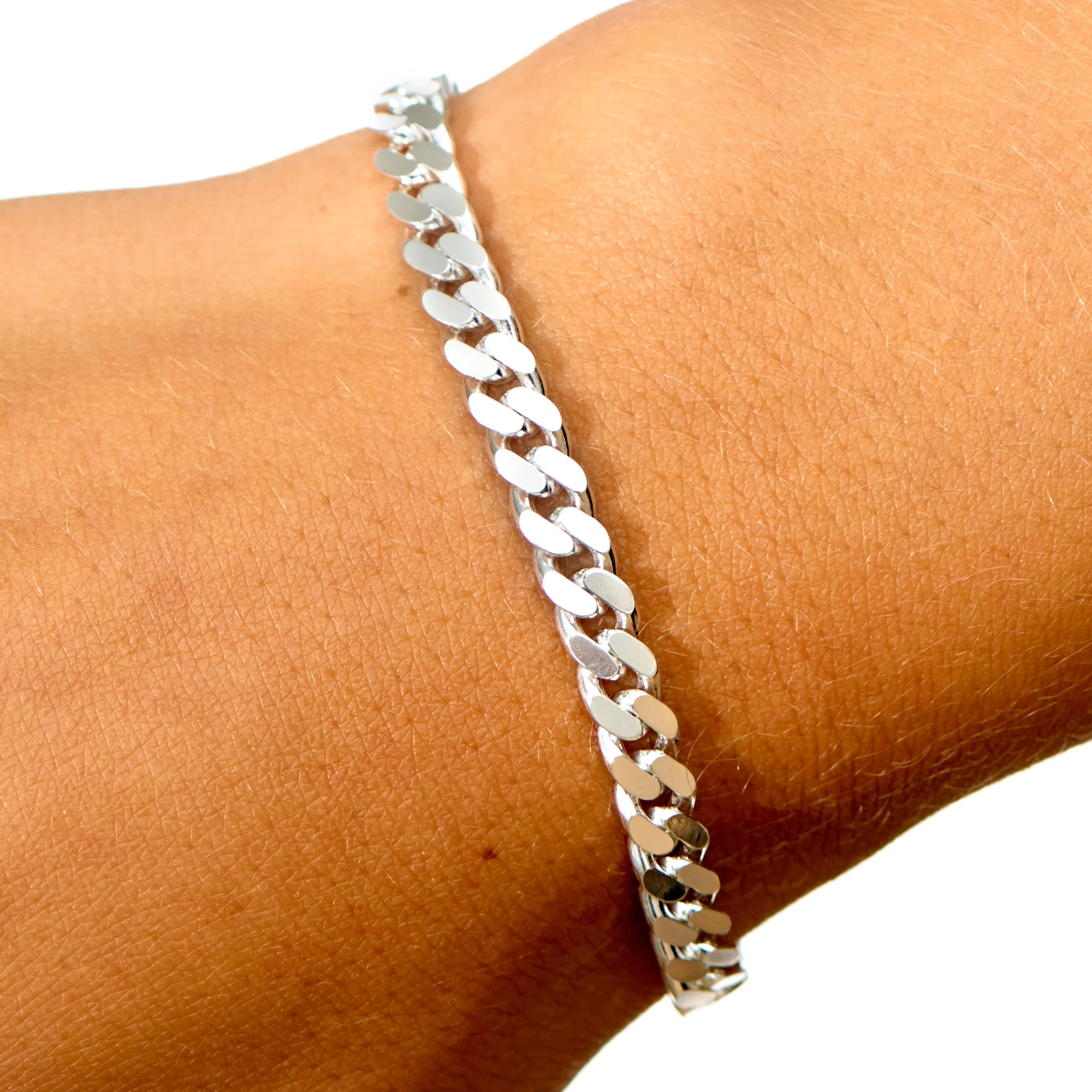 Sølv Armbånd, Chunky Panser Facet Kæde, Sterling , 18,5 4,6 - Bnh Armbånd  - 5740034063705