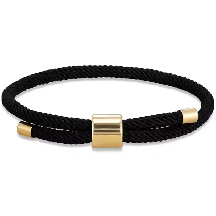 Sort Urban Rope Black Herrearmbånd Med Forgyldt Stål - Armbånd