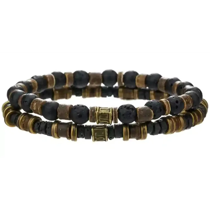 Lava Spirit Herrearmbånd Lave Natursten 6mm - Armbånd