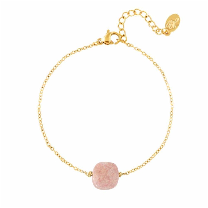 Pink Forgyldt ædelstål Med Natursten Armbånd - Armbånd