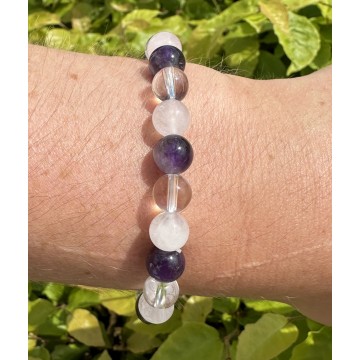 Rosa Armbånd Ametyst Kvarts Bjergkrystal Kvarts Godkarmashop - Christian Emig Armbånd