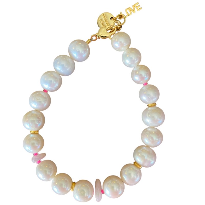 Armbånd Friihof Siig Pearl Guldbelagt Love Vedhæng - Friihof + Siig Armbånd