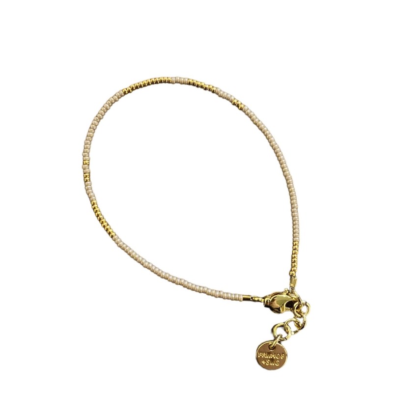 Armbånd Friihof Siig Lys Brun Guldfarvet Glasperler - Friihof + Siig Armbånd