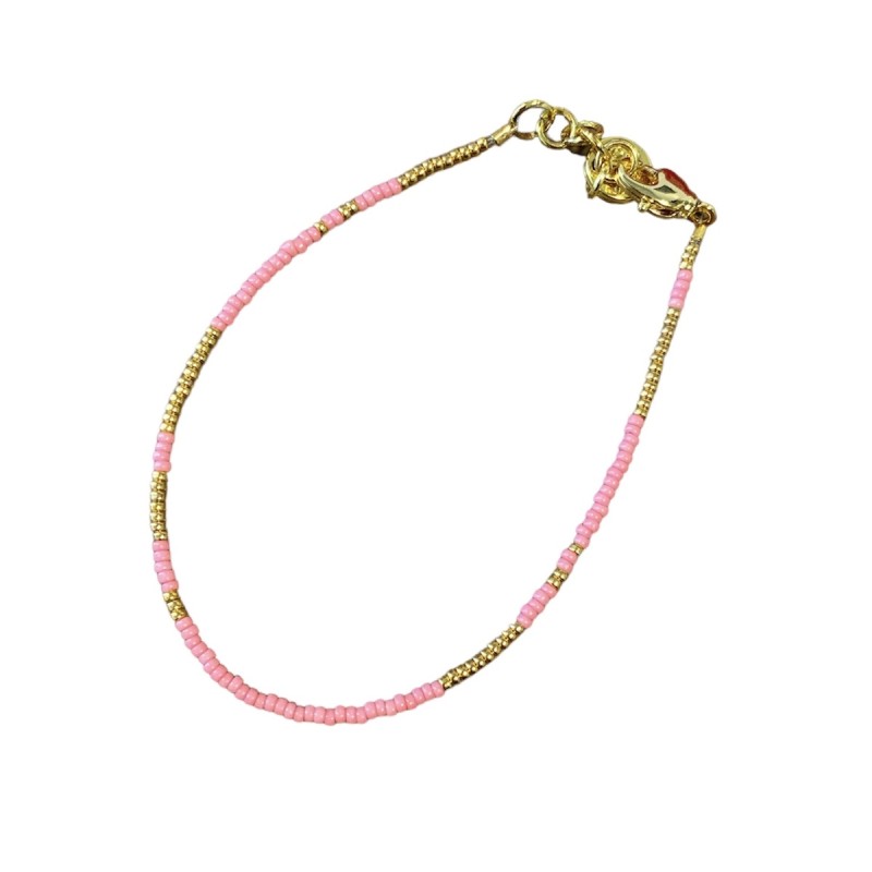 Armbånd Friihof Siig Lyserøde Guldfarvet Glasperle - Friihof + Siig Armbånd