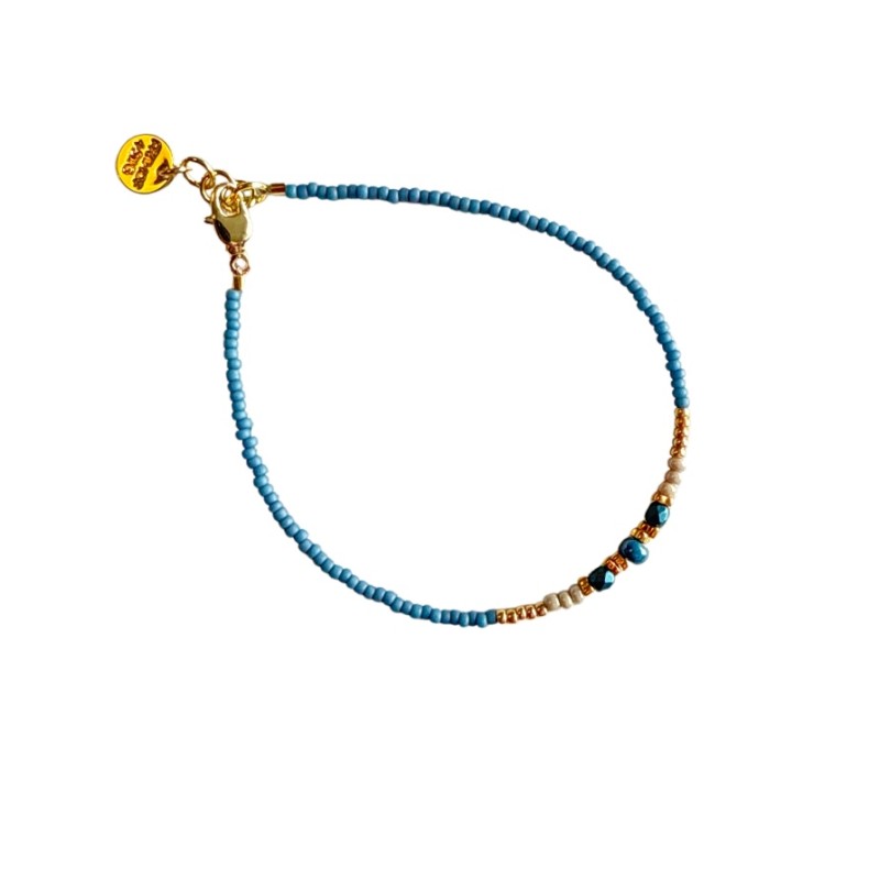 Armbånd Friihof Siig Perler Blå Grå Guldfarvet Perler - Friihof + Siig Armbånd