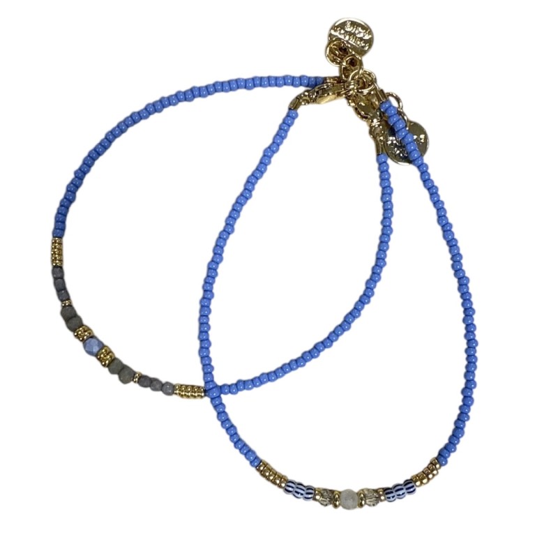 Armbånd Friihof Siig Klar Blå Lyse Guldfarvet Perler - Friihof + Siig Armbånd