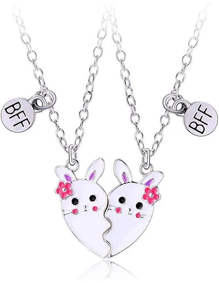 Bedårende Veninde Halskæde Med Søde Kaniner - Halskæder