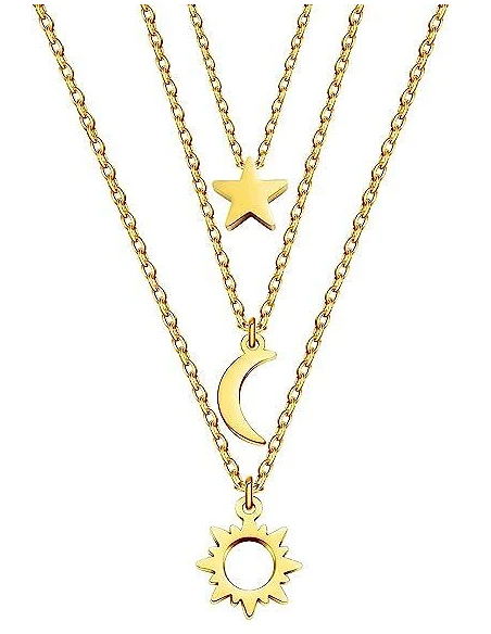 Bedste Veninde Halskæde Til Sol Måne Stjerne Design Guld - Halskæder