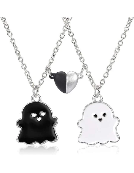 Bff Halskæde Med Hjerte Spøgelser Til Perfekt Til Halloween - Halskæder