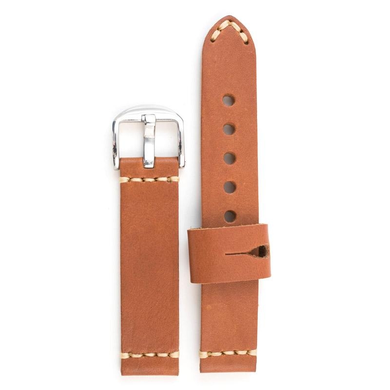 Andre Italiensk Burgundy Læder Urrem Håndsyet - Armbånd  - 1