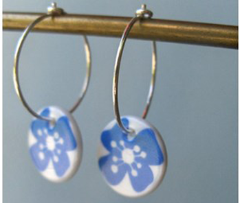 Creoler øreringe Med Blå Blomst Casalinga - Øreringe