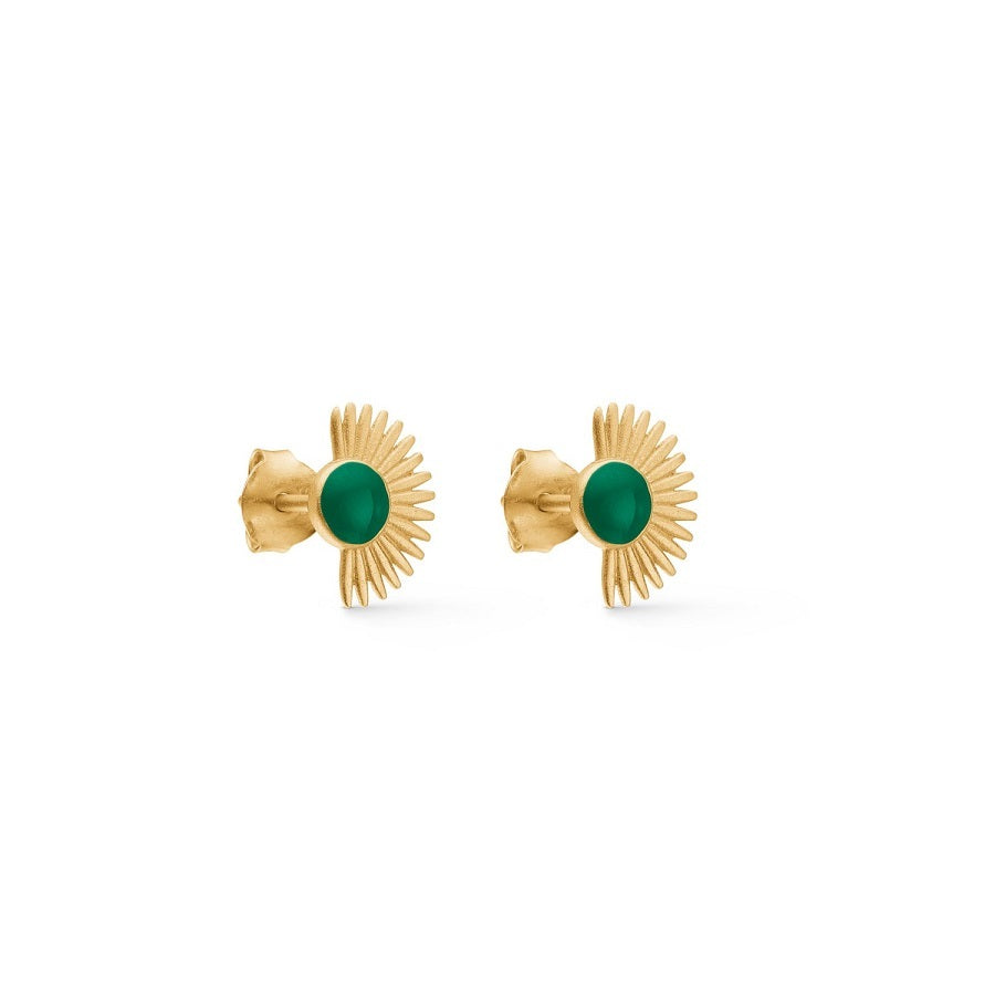 Grøn Stud Soleil Stud Petrol Green - Øreringe