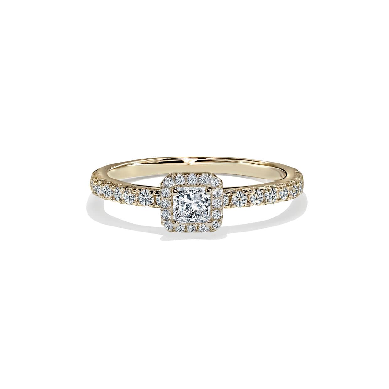 Oxford Square Cut Halo Ring Guld - Abelstedt Fingerringe