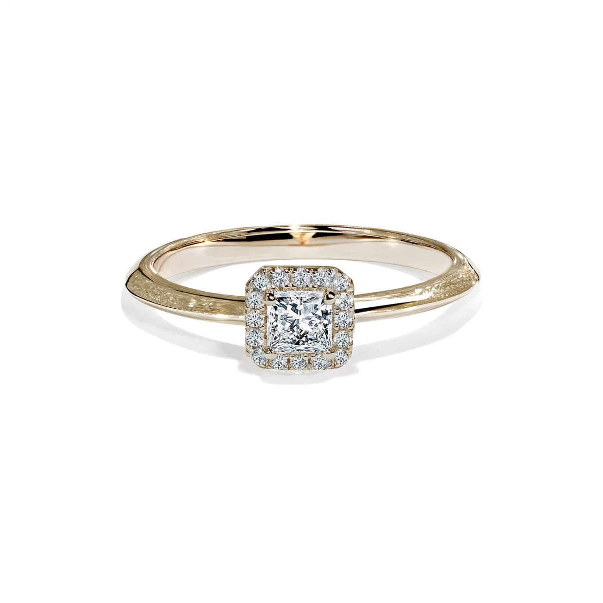 Oxford Square Cut Halo Ring Guld - Abelstedt Fingerringe