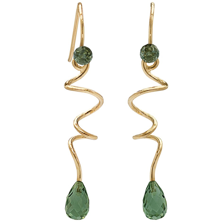 Grøn Forgyldte øreringe Med Kvarts Sten Rabinovich Design Smykker Hurtig Levering - Rabinovich Øreringe