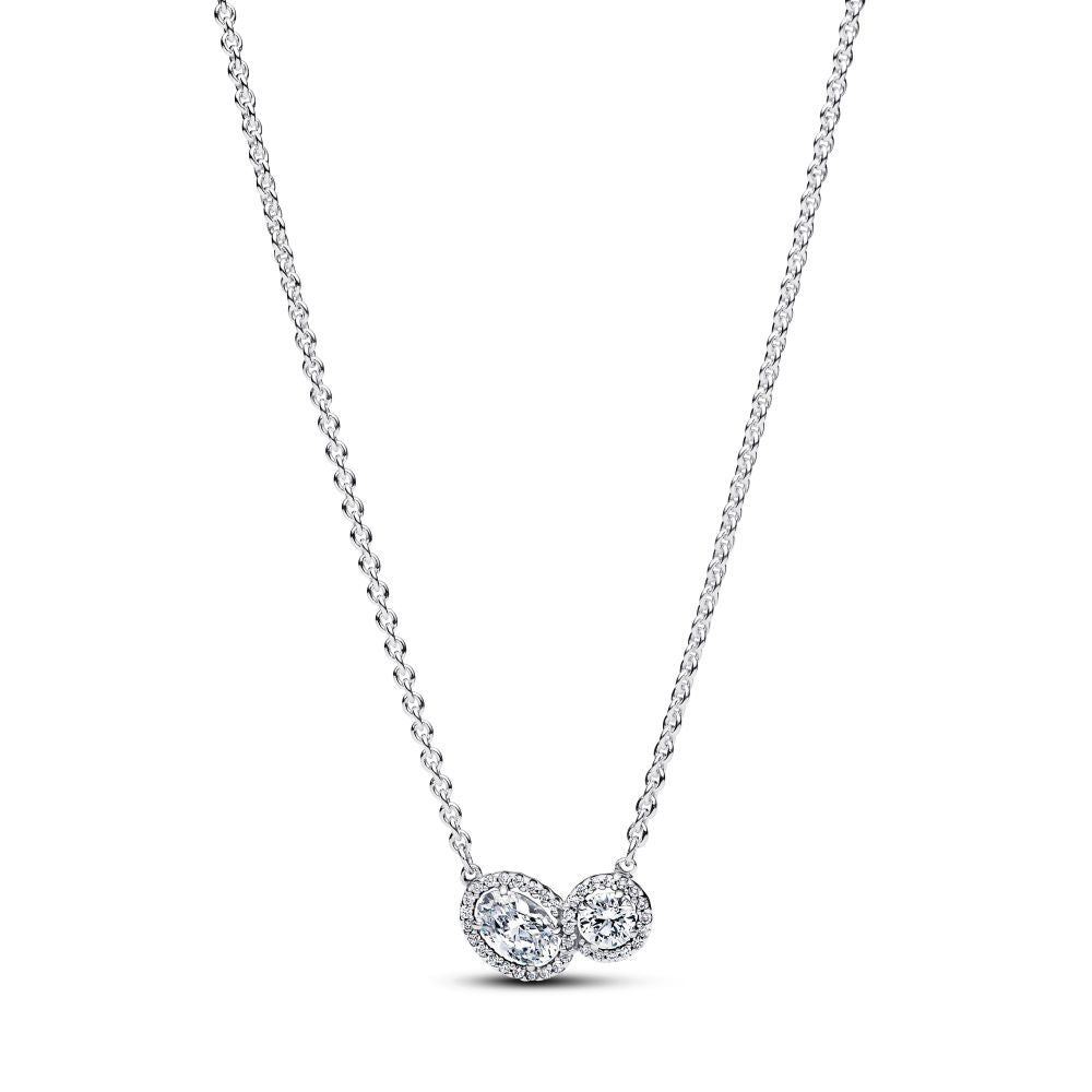 Pandora Halo Halskæde Sølv Med Sten 393776c01 - Pandora Halskæder