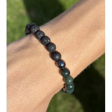 Herre Armbånd Med Lava Agat Hæmatit Krystal Armbånd Til Mænd Godkarmashop - Svet Kamenu Armbånd