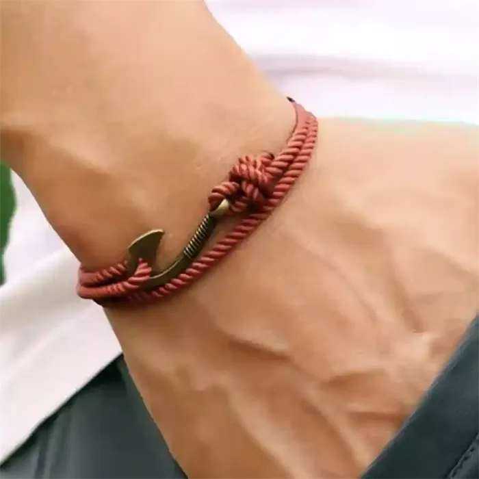 Anchor Rope Rustbrunt Herrearmbånd Med Ankerlås - Armbånd