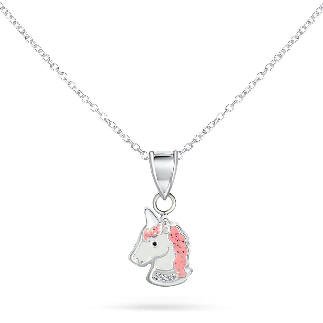 Halskæde Enjørning Coral Med Klare Sten - Luxbaby.dk Halskæder  - 1497270911074