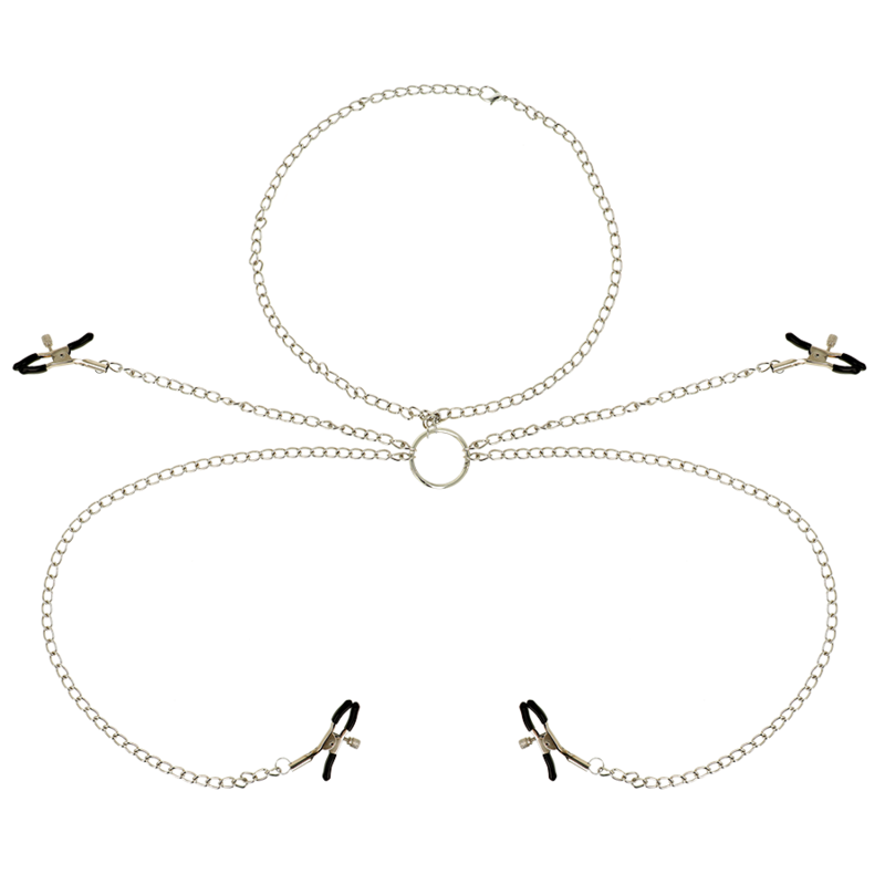 Ohmama Fetish Nipple Clamps With Chain Necklace - Ohmama Fetish Halskæder  - 08435565933036