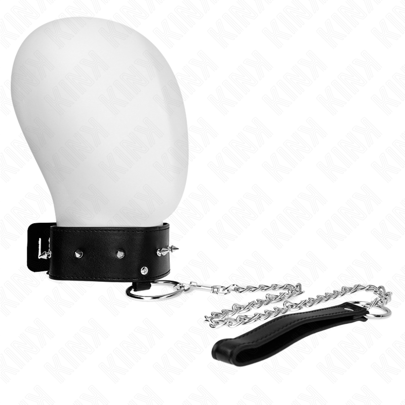 Kink Collar & Gag Kink Necklace With Leash With Silver Studs Model Adjustable - Halskæder  - 08435565941406