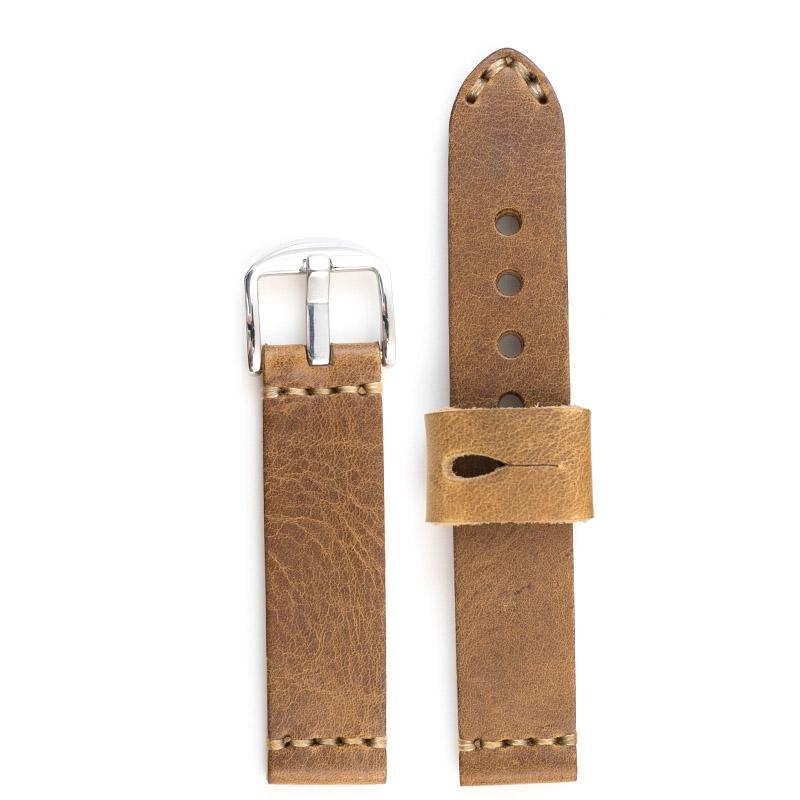 Andre Italiensk Coffe Læder Urrem Håndsyet - Armbånd  - 1